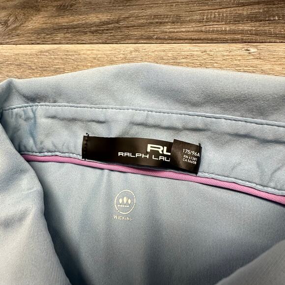 RLX Ralph Lauren Light Blue Men M Wicking Performance Plain Golf Polo Shirt - Picture 4 of 9